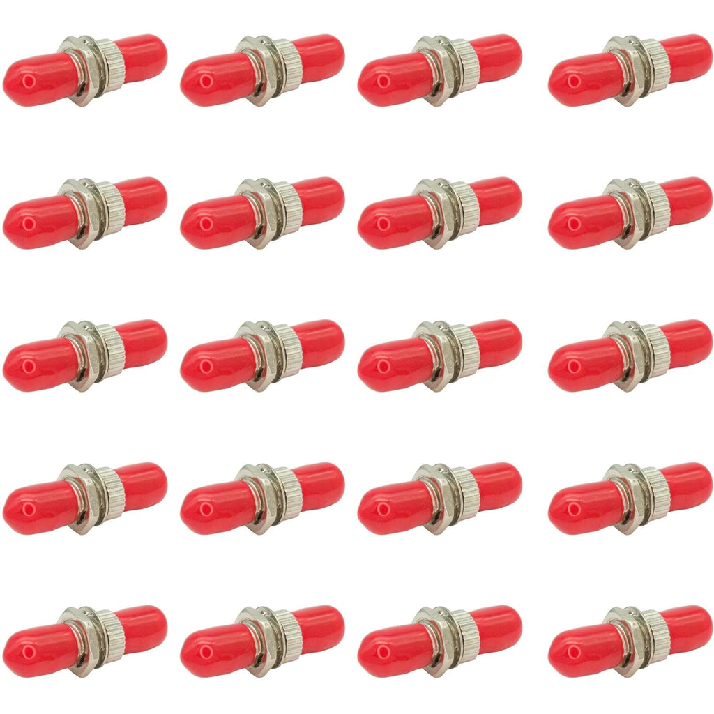 PacSatSales - ST to ST Coupler - 20 Pack - ST Connector/ST Fiber Optic Coupler for Extending ST Fiber Cables - Fiber Optic Cable Connectors with Twist and Turn Barrel Lock Mechanism