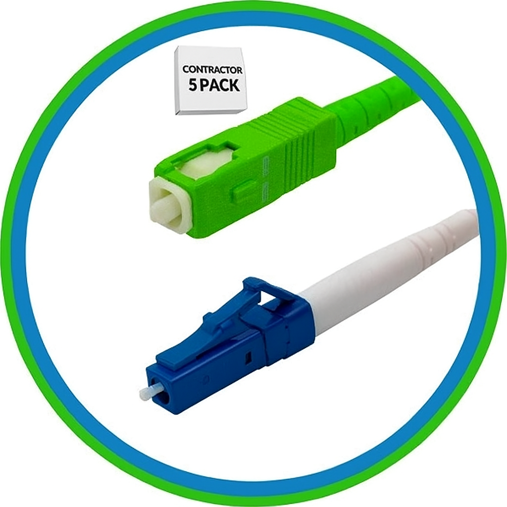 Contractor 5-Pack - 1M SC/APC to LC Patch Cable - Single Mode SIMPLEX