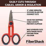 FiberShack - Fiber Optic Kevlar Scissors - Kevlar Shears for Precision Cutting of Fiber Optic Cable Jackets - Premium Network Scissors for a reliable addition to your Optical splicing tools kit
