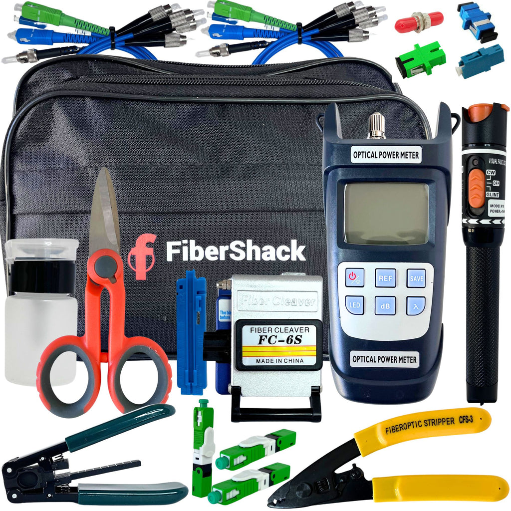 FiberShack - Fiber Termination Kit - 12 Piece FTTH Fiber Optic Tool Kit Includes All you Need to Repair Damaged Optical Cables - Cut, Clean, Test & Connect with our Optical Termination Tool Set