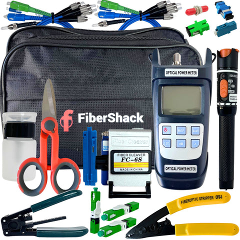 FiberShack - Fiber Termination Kit - 12 Piece FTTH Fiber Optic Tool Kit Includes All you Need to Repair Damaged Optical Cables - Cut, Clean, Test & Connect with our Optical Termination Tool Set