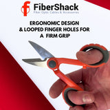 FiberShack - Fiber Optic Kevlar Scissors - Kevlar Shears for Precision Cutting of Fiber Optic Cable Jackets - Premium Network Scissors for a reliable addition to your Optical splicing tools kit