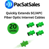 PacSatSales - SC/APC Fiber Optic Coupler - 20 Pack - SC to SC Coupler for Your SC Fiber Connector Kit - SC/APC to SC/APC Fiber Coupler Extends Fiber Internet Cables for Optical Cable Extension