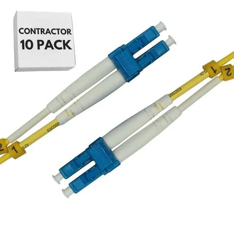 Contractor 10-Pack - LC to LC Fiber Patch Cable - 1M / 3ft - DUPLEX Single Mode - SM DX