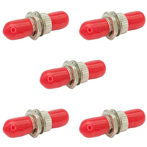 PacSatSales - ST to ST Coupler - 5 Pack - ST Connector/ST Fiber Optic Coupler for Extending ST Fiber Cables - Fiber Optic Cable Connectors with Twist and Turn Barrel Lock Mechanism