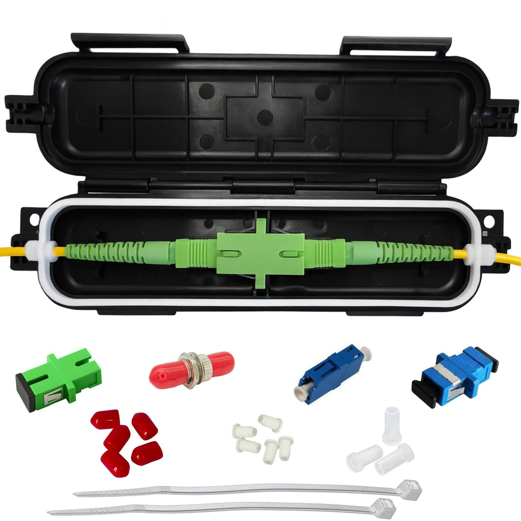 Contractor 5-Pack – Black Fiber Optic Water Resistant Splice Enclosure with 4 Couplers