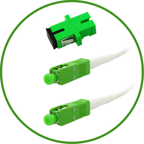 FiberShack - WHITE 1M SC/APC to SC/APC Fiber Optic Internet Cable. Patch Cable for FTTH Networks. Single Mode - Simplex