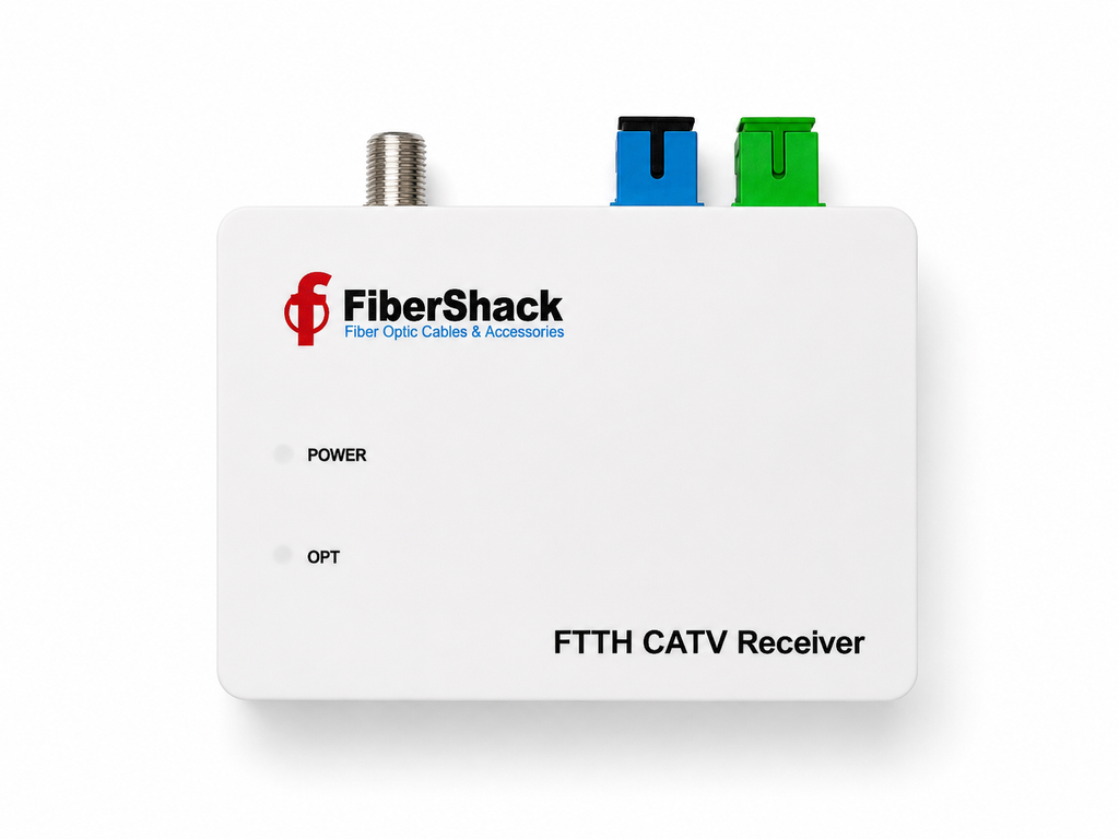 FiberShack FTTH CATV PON Receiver - SC/APC to RF Converter w/ 12V Adapter