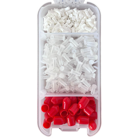 Fibershack - Fiber Optic Dust Cap Kit - 3 Pack Set of Fiber Dust Caps in a Snap Lock Case - Desgined to fit 1.25mm LC, 2.5mm SC/ST/FC & Red ST Bulkhead & Optical Dust Cover End Faces