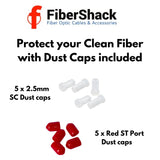 FiberShack - 2.5mm SC Fiber Cleaner Pen & Dust Caps - FC & ST Fiber Optic Cleaning Pen - 800+ Fiber optic connector cleaner - with Added Protection Case for ST Fiber Cleaner Pen