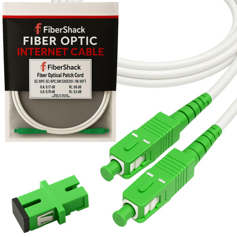 FiberShack SCAPC Fiber Internet Cable for Replacing or extending your home fiber optic internet. Ideal for professionals or DIY Repairs