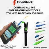 Fiber Optic Cleaning Kit & Fiber Tester Kit - 10 Piece Fiber Cleaning Kit & Fiber Optic Tester Kit for SC/APC, ST, SC & LC Fiber - Khaki Sling Bag for Easy Access