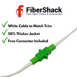 Fibershack - White SC/APC Fiber Optic Internet Cable 100ft - 30M SCAPC Simplex Single Mode Cable & Connector - Replacement Fiber Patch Cable or Optical Cable Extension for Residential Fiber Networks