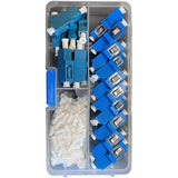LC Fiber Optic Connector Kit for Simplex & Duplex Optical Cables - Includes Fiber Couplers, LC-UPC Dust Caps, Hard-Shell Snap Lock Container to Keep Your Optical Toolkit Organized