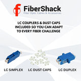 LC Fiber Optic Connector Kit for Simplex & Duplex Optical Cables - Includes Fiber Couplers, LC-UPC Dust Caps, Hard-Shell Snap Lock Container to Keep Your Optical Toolkit Organized