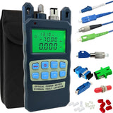 FiberShack - Optical Power Meter & 5km Fiber Tester Kit - Fiber Light Meter VFL & OPM Also Includes Carry Case, FC to ST, SC, SCAPC & LC Optical Jumpers, Couplers, Dust Caps & FC to LC/SC Adapters