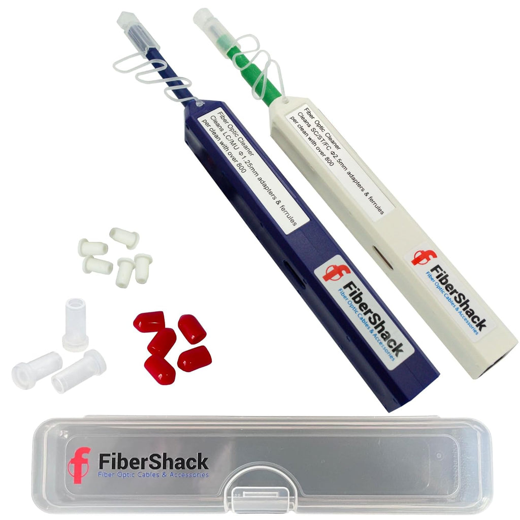 Fibershack - LC Fiber Cleaner & SC Fiber Cleaner - 2 Pack with Protection Case - 1.25mm & 2.5mm Optical Cable Cleaning Pens for Ports & Cables