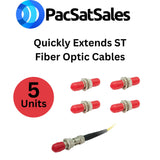 PacSatSales - ST to ST Coupler - 5 Pack - ST Connector/ST Fiber Optic Coupler for Extending ST Fiber Cables - Fiber Optic Cable Connectors with Twist and Turn Barrel Lock Mechanism