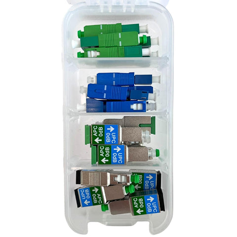 Contractor Bulkhead Fiber Optic Adapter Kit - 4 Piece Fiber Adapter Kit for SC/UPC, SC/APC & LC to SC Adapter - Fiber Optic Connector Kit for Fiber Conversion SC