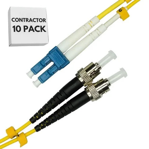 Contractor Series - 10 Pack - LC to ST Fiber Patch Cable - 1M / 3ft - Duplex - Single Mode - SM DX
