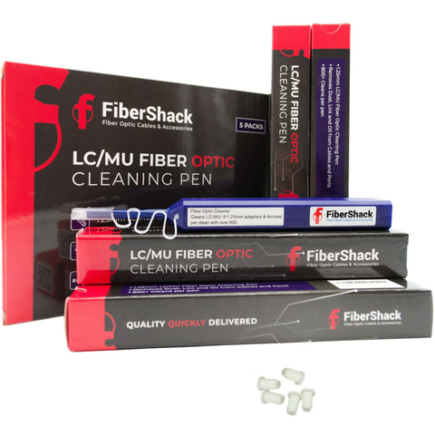 FiberShack - LC Fiber Cleaner 5 Pack - 1.25mm Fiber Optic Cleaning Pen with 5 LC Dust caps