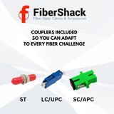 FiberShack - 10km VFL Fiber Optic Tester - Fiber Visual Fault Locator Fiber Optic with Aluminum Body - Fiber Tester Kit includes Fiber Couplers & 3x 1ft Armored Jumper Cables