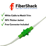 FiberShack - WHITE - 25M SC/APC to SC/APC Fiber Optic Internet Cable. Patch Cable for FTTH Networks. Single Mode - Simplex